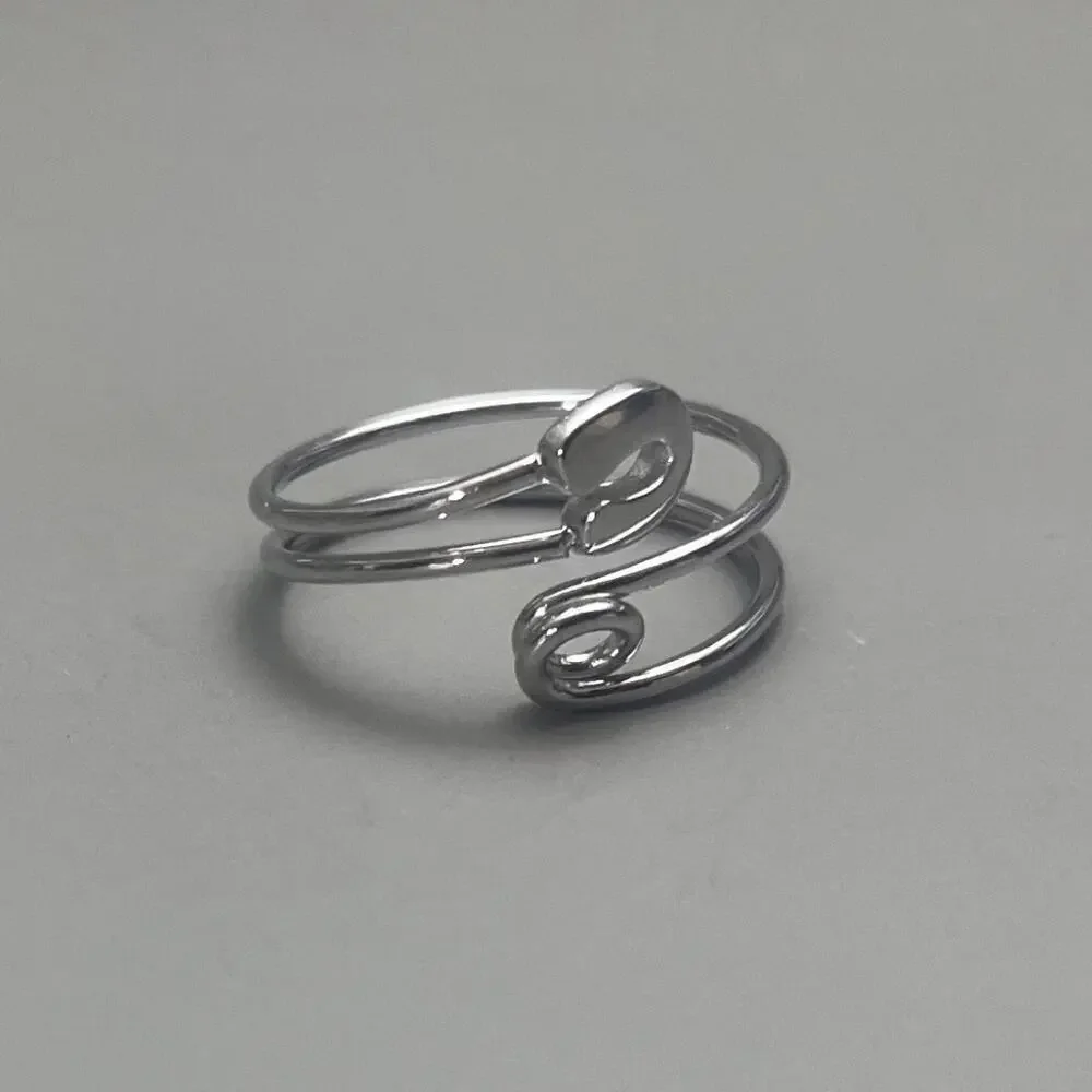 Y2k 2000s vintage style silver bobby pin adjustable ring